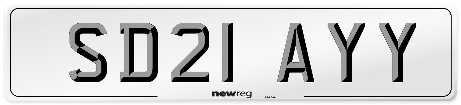 SD21 AYY Number Plate from New Reg